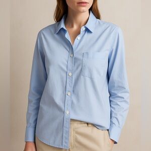 Theory Blue Lourah Fine Stretch Button Down Shirt